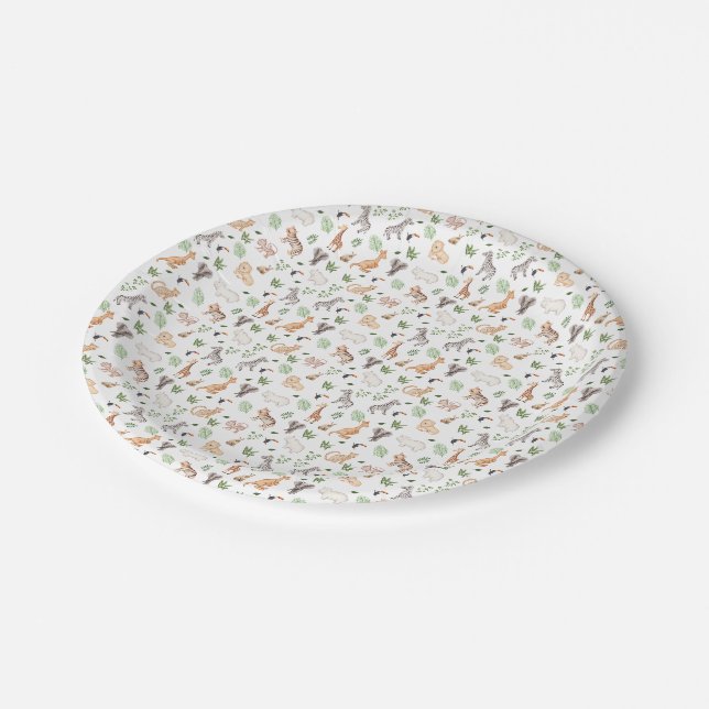 Assiettes En Carton gibier Animal With Jungle Tree (Angle)