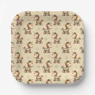 Assiettes En Carton Giddy-Up Patchwork Pony Birthday