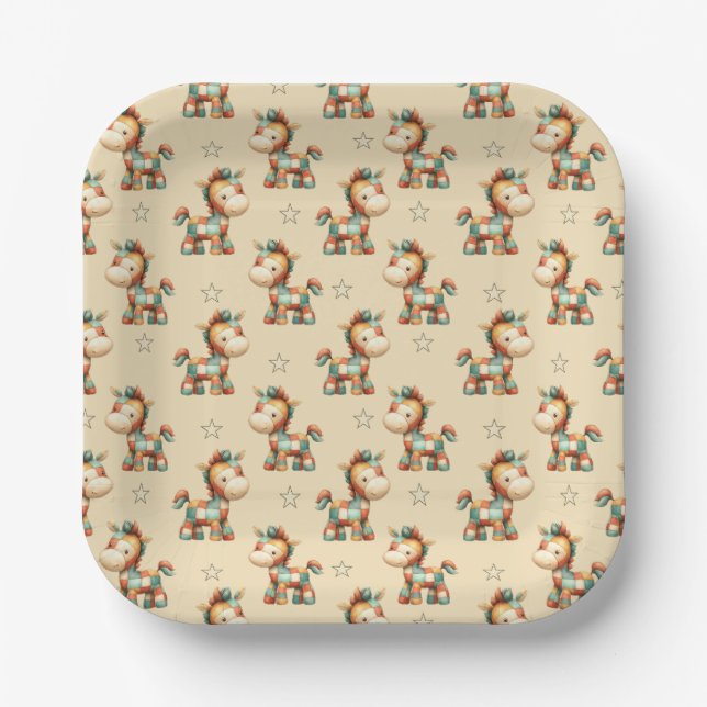 Assiettes En Carton Giddy-Up Patchwork Pony Birthday (Recto)
