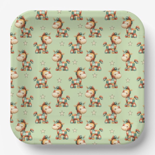 Assiettes En Carton Giddy-Up Patchwork Pony Birthday (Recto)
