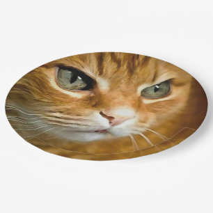 Assiettes En Carton Gingembre adorable Tabby Chat Poster Portrait anim