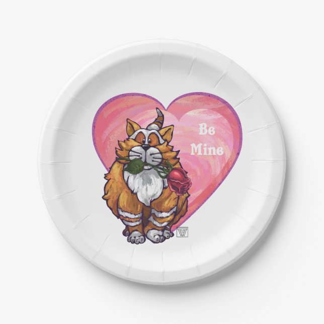 Assiettes En Carton Ginger Cat Saint-Valentin (Devant)