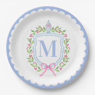 Assiettes En Carton Ginger Jar & Berries de Noël Monogram Scallopé