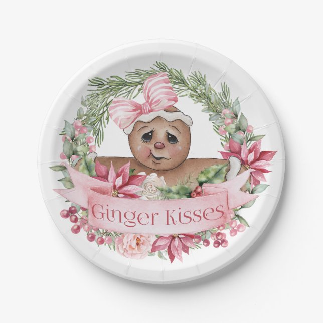 Assiettes En Carton Ginger Kisses Joyeux Noël (Devant)