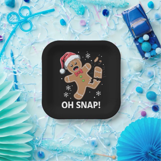 Assiettes En Carton Gingerbread Man Oh Snap Christmas Funny Cookie (Fête)