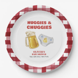 Assiettes En Carton Gingham Huggies Chuggies Bière Couche Bébé Shower