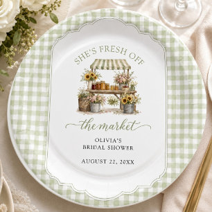 Assiettes En Carton Gingham personnalisé Elle est fraîche sur le march