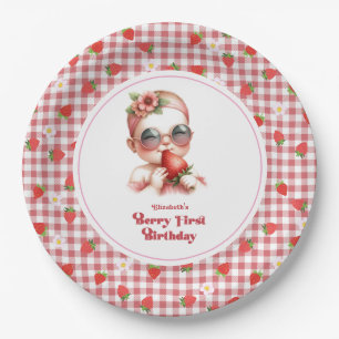 Assiettes En Carton Gingham pour le premier anniversaire de Berry