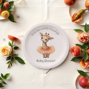 Assiettes En Carton Girafe Ballerine Tutu Excitée Fille Bébé Shower