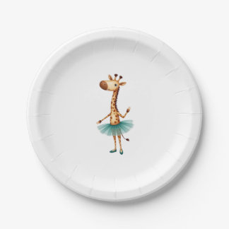 Assiettes En Carton Girafe mignonne en tutu dansant en ballerine, gif