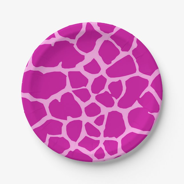 Assiettes En Carton girafe rose jungle sauvage mode animal glamour (Devant)