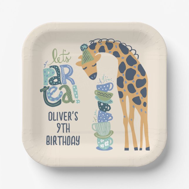 Assiettes En Carton Giraffe Tea Party Anniversaire de enfant Party (Recto)
