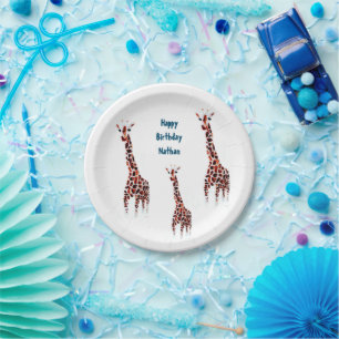 Assiettes En Carton Giraffe Wildlife Art Anniversaire