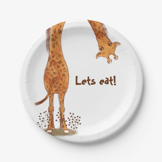 Assiettes En Carton Giraffe, Zoo Animaux Anniversaire (Devant)