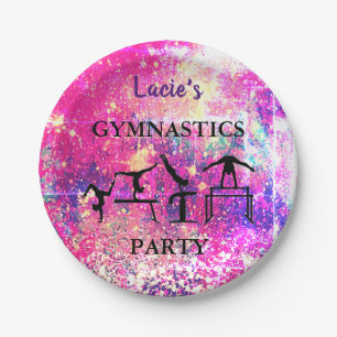 Assiettes En Carton Girls Gymnastique Anniversaire Éperche Nom personn