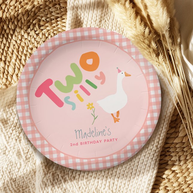 Assiettes En Carton Girls Two Silly Goose Pink Farm 2e anniversaire (Créateur téléchargé)