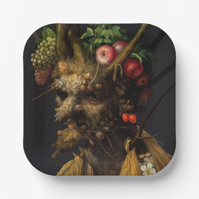 Assiettes En Carton Giuseppe Arcimboldo - Quatre saisons en une tête (Recto)