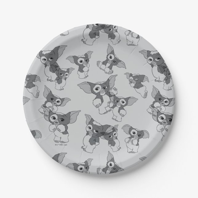 Assiettes En Carton Gizmo | Motif noir et blanc (Devant)