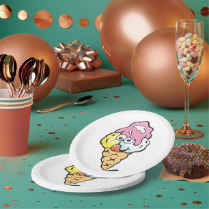 Assiettes En Carton Glace au Visage Heureux