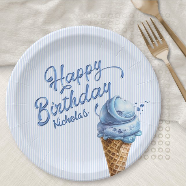 Assiettes En Carton Glace Cream Boys N'Importe Quel Âge Anniversaire (Créateur téléchargé)