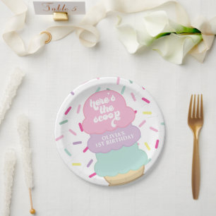 Assiettes En Carton Glace et Paillettes Douce Première 1er Anniversair