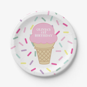 Assiettes En Carton Glace et Paillettes Douce Première 1er Anniversair