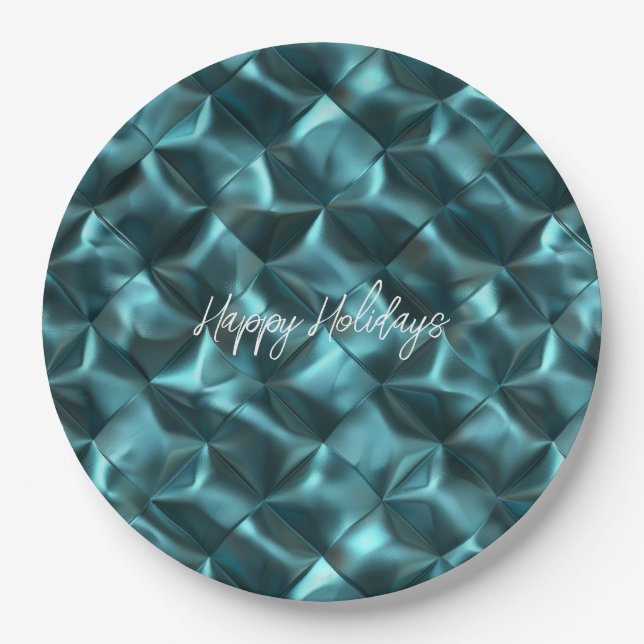 Assiettes En Carton Glam Abstrait bleu turquoise (Devant)