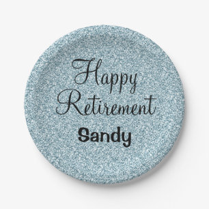 Assiettes En Carton Glam Happy Retirement Bleu Parties scintillant Arg