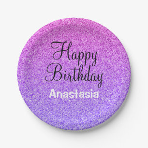 Assiettes En Carton Glam Joyeux Anniversaire Ombre Violet Parties scin