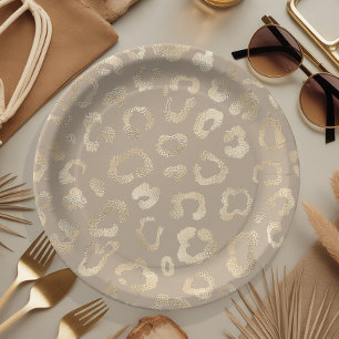 Assiettes En Carton Glam Leopard Spot Motif Safari Gold ID1154