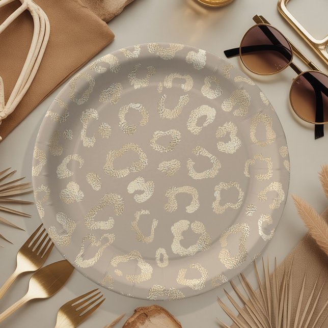 Assiettes En Carton Glam Leopard Spot Motif Safari Gold ID1154 (Créateur téléchargé)