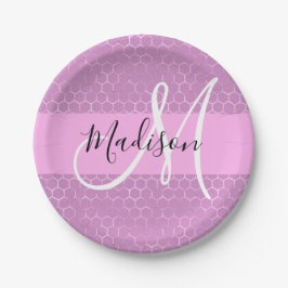 Assiettes En Carton Glam Lilac Metallic rose Honeycomb Nom