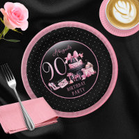 Glam Pink Black Fashion 90th Birthday Party