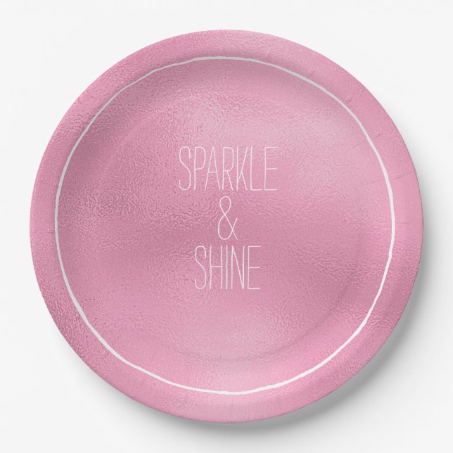 Assiettes En Carton Glam Pink Ombre (Devant)
