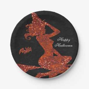 Assiettes En Carton Glam Witch s'envole pour Broom Halloween Party