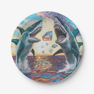 Assiettes En Carton Glamour Chomp-Shark Dressage pour les gemmes brill