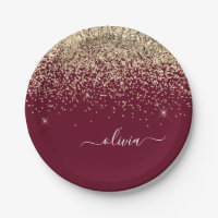 Glamour Monogramme Féminin Paillettes Or Bourgogne