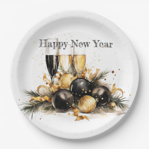 Assiettes En Carton 🍾 🎉 Glamour Nouvel An Plaques de Soirée 🥂 ✨