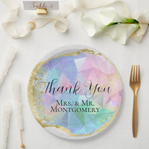 Assiettes En Carton Glamour Opal en pierre avec or sur Parties scintil