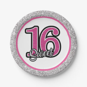 Assiettes En Carton Glitz et Glam Sweet 16 Partyware