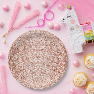 Assiettes En Carton Glitzy Rose Gold Parties scintillant Anniversaire