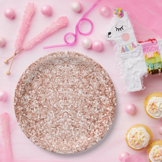 Assiettes En Carton Glitzy Rose Gold Parties scintillant Anniversaire (Fête)