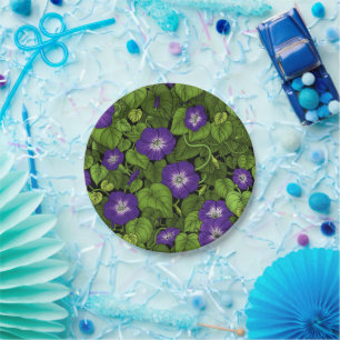 Assiettes En Carton Gloire du matin en violet et vert