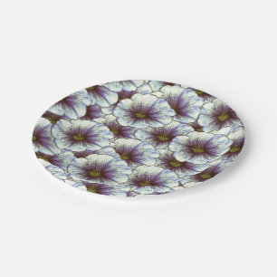 Assiettes En Carton Gloire du matin violet et blanc