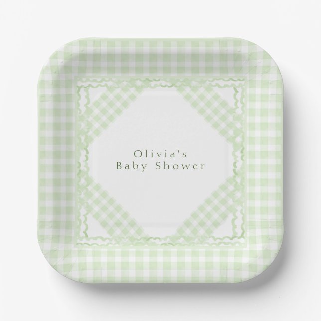 Assiettes En Carton Glorieux En vichy vert (Recto)