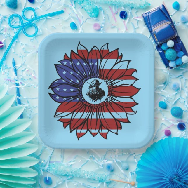 Assiettes En Carton Glorious Veterans baby blue (Fête)