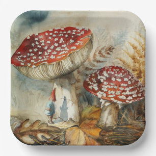 Assiettes En Carton gnome aquarelle