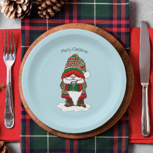 Assiettes En Carton Gnome de Noël Cosy Rouge Vert Hiver Mignon