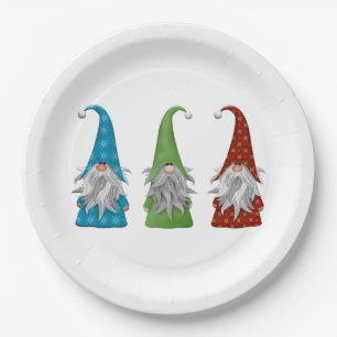 Assiettes En Carton Gnome de Noël mignon   