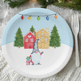 Assiettes En Carton Gnome de Noël nordique fantastique